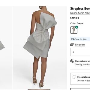 Donna Karan Strapless Dress with Bow - White